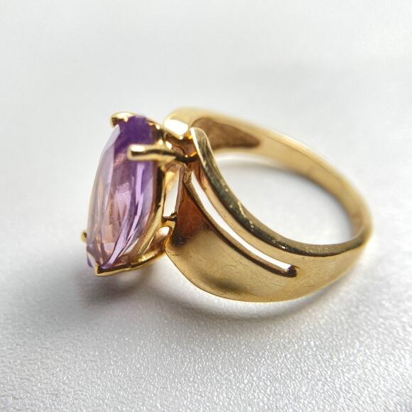 10K Yellow Gold Lavender Quartz Marquise Ring | Size 5 - Picture 7 of 16